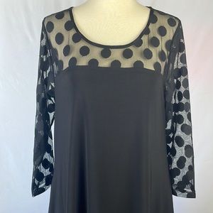 Nina Leonard Little Black Dress w/Pockets & Mesh Top and Sleeves - Size Medium